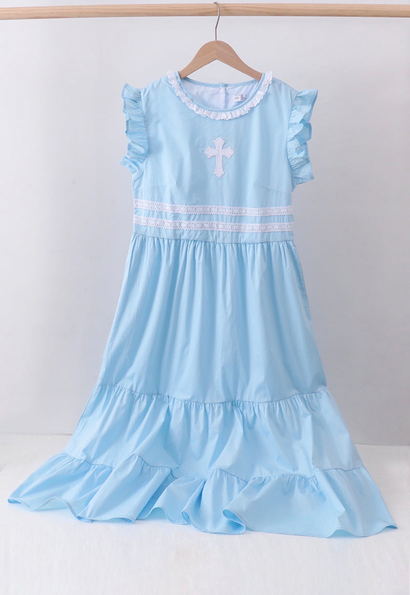 mommy and me blue dresses EmbroideryCross Dress – Good Grace Boutique Size:8 1/2XW Maxi Evening Dress Uk family picture Story Behind the Song:
