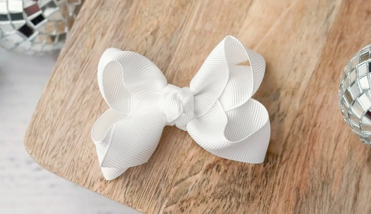 White Bow Alligator Clip 3in