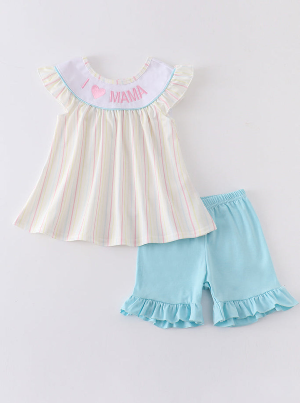 Girl Stripe I Love Mama Set