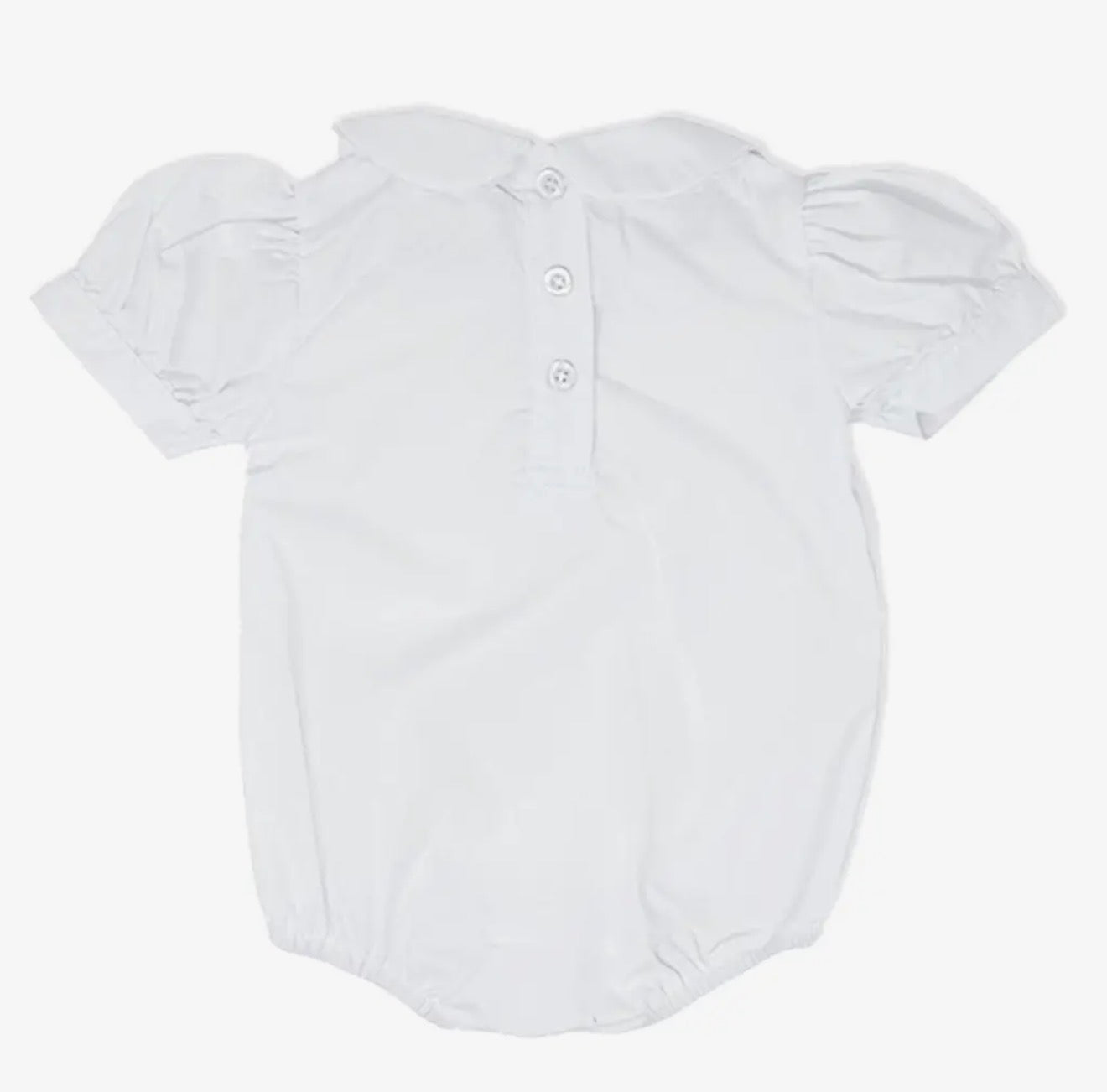 Girls White Short Sleeved Peter Pan Collar Bodysuit