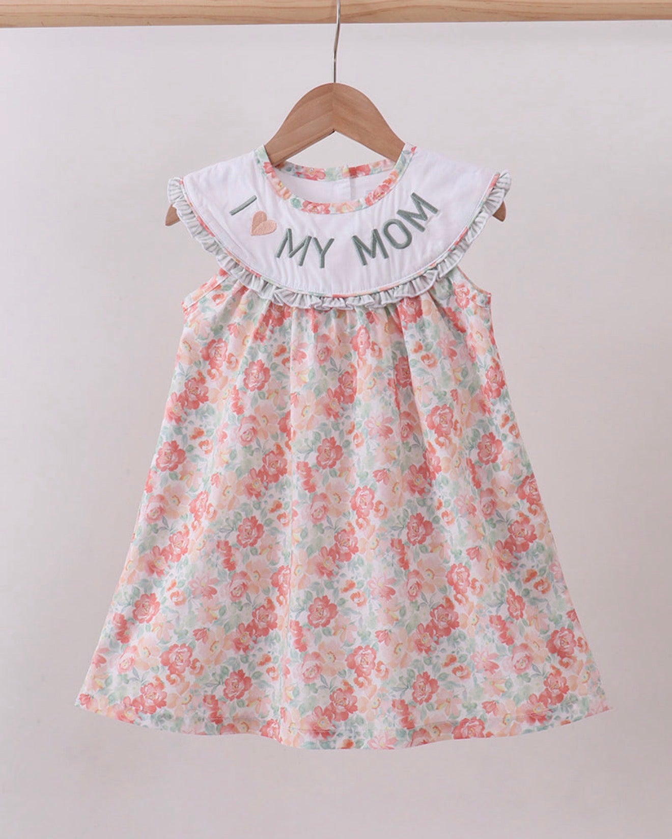 Girl Floral I Love Mom Dress
