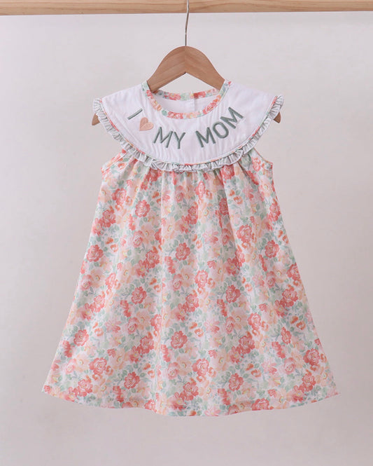 Girl Floral I Love Mom Dress