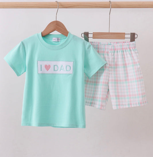 Boy Plaid I Love Dad Set