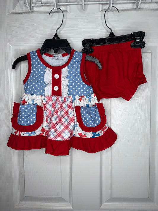 Girl Red, White, and Blue Diaper Set
