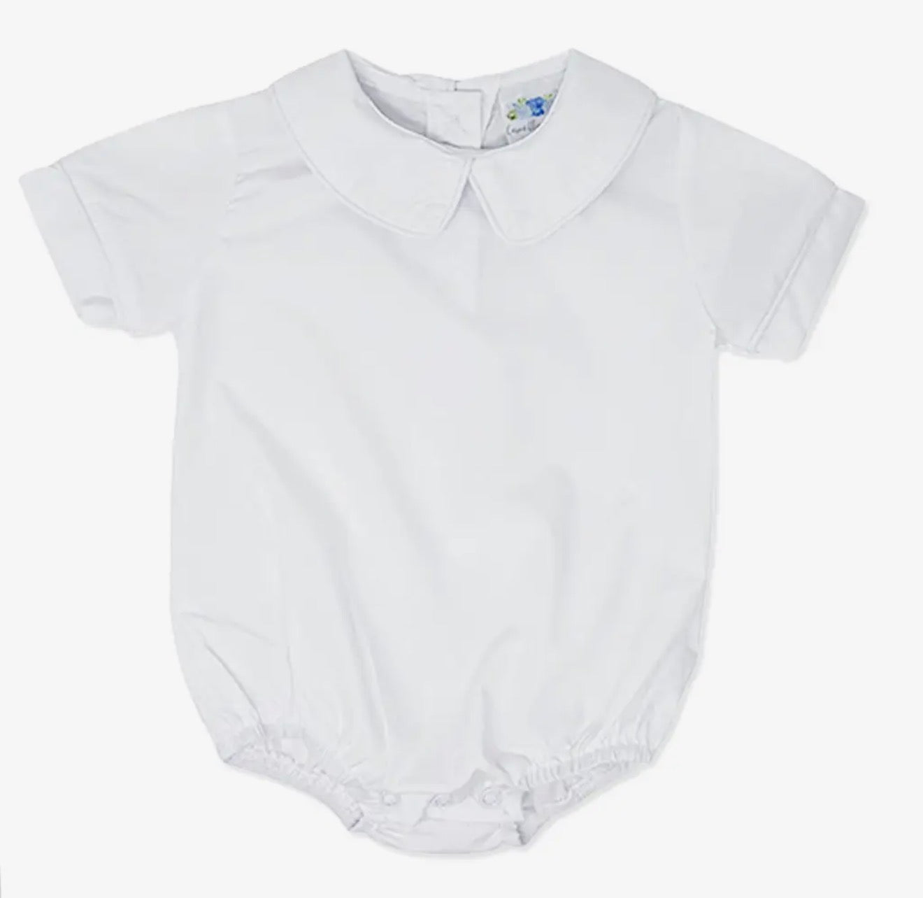 Boy White Short Sleeve Peter Pan Collar Bodysuit