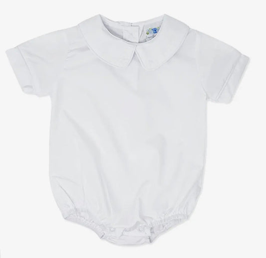 Boy White Short Sleeve Peter Pan Collar Bodysuit
