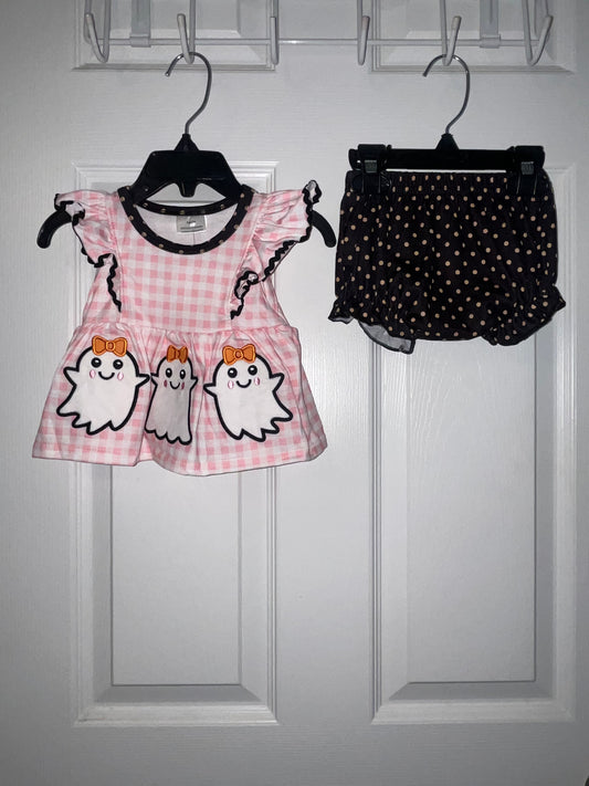 Girl Pink Ghost Diaper Set