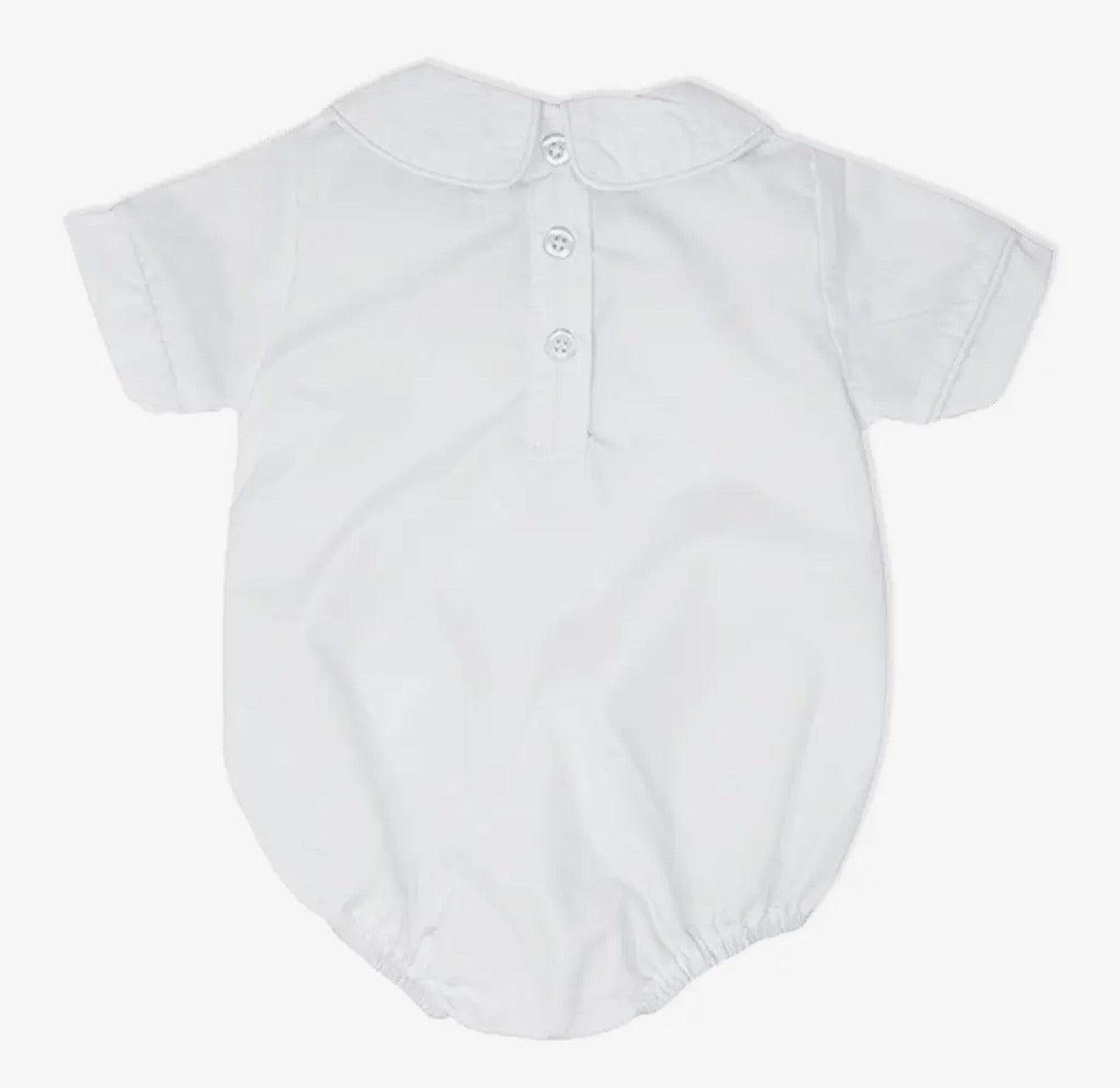 Boy White Short Sleeve Peter Pan Collar Bodysuit