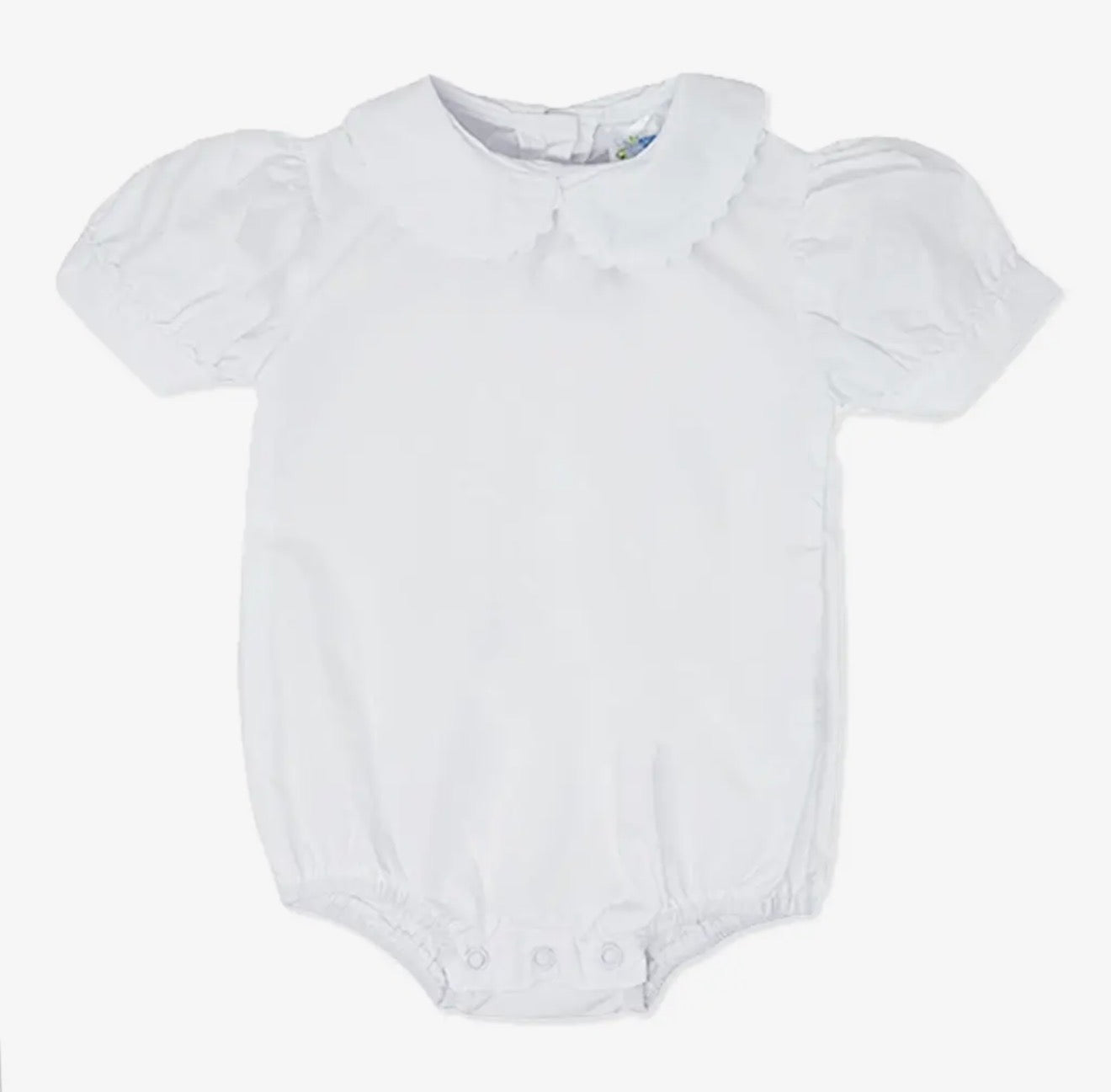 Girls White Short Sleeved Peter Pan Collar Bodysuit