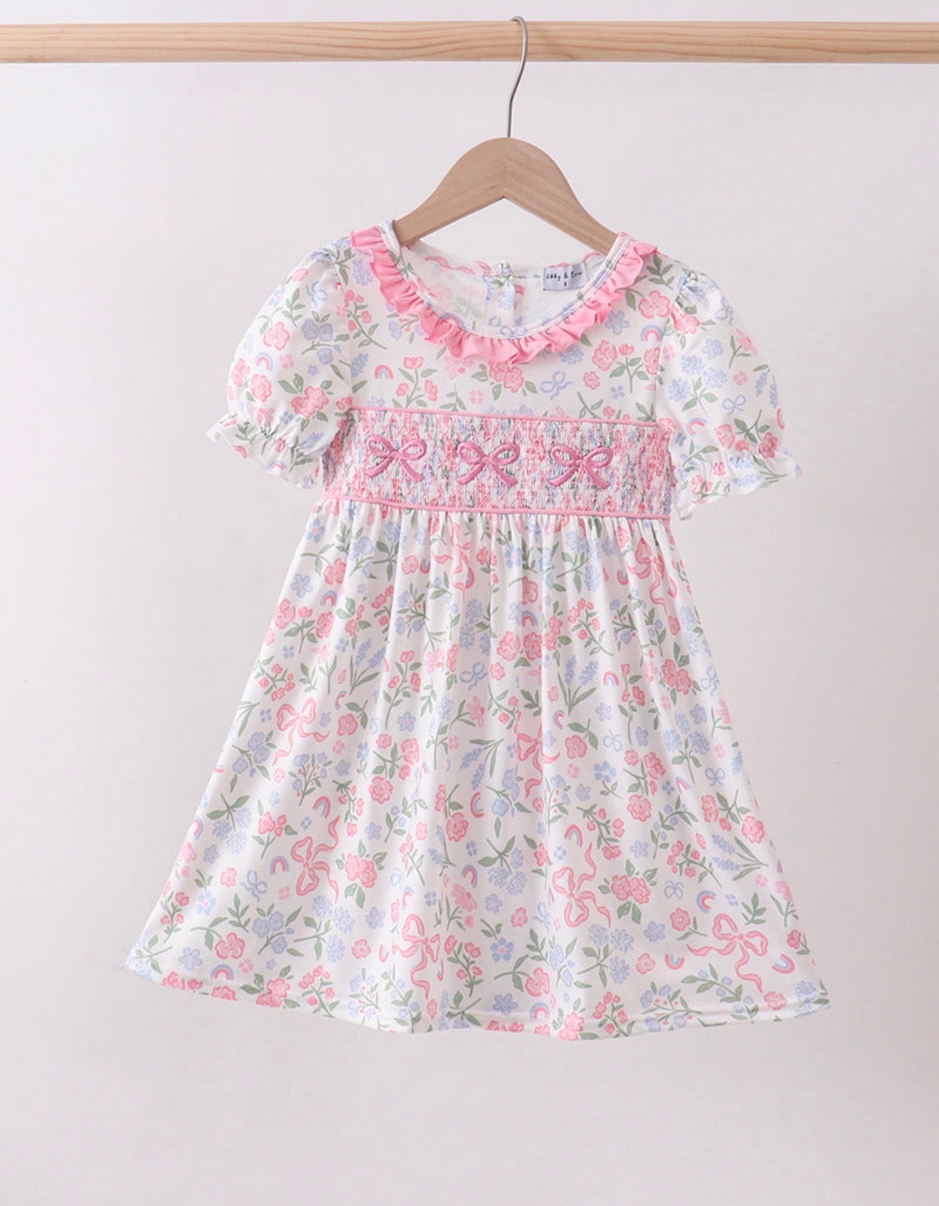 Girl Pink and Blue Bow Dress