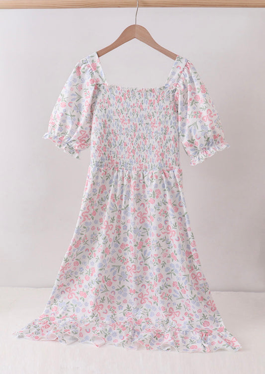 Mommy and Me Pink and Blue Bow Dress