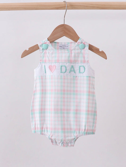 Boy Plaid I Love Dad Bubble