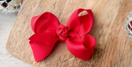 Red Bow Alligator Clip 3in