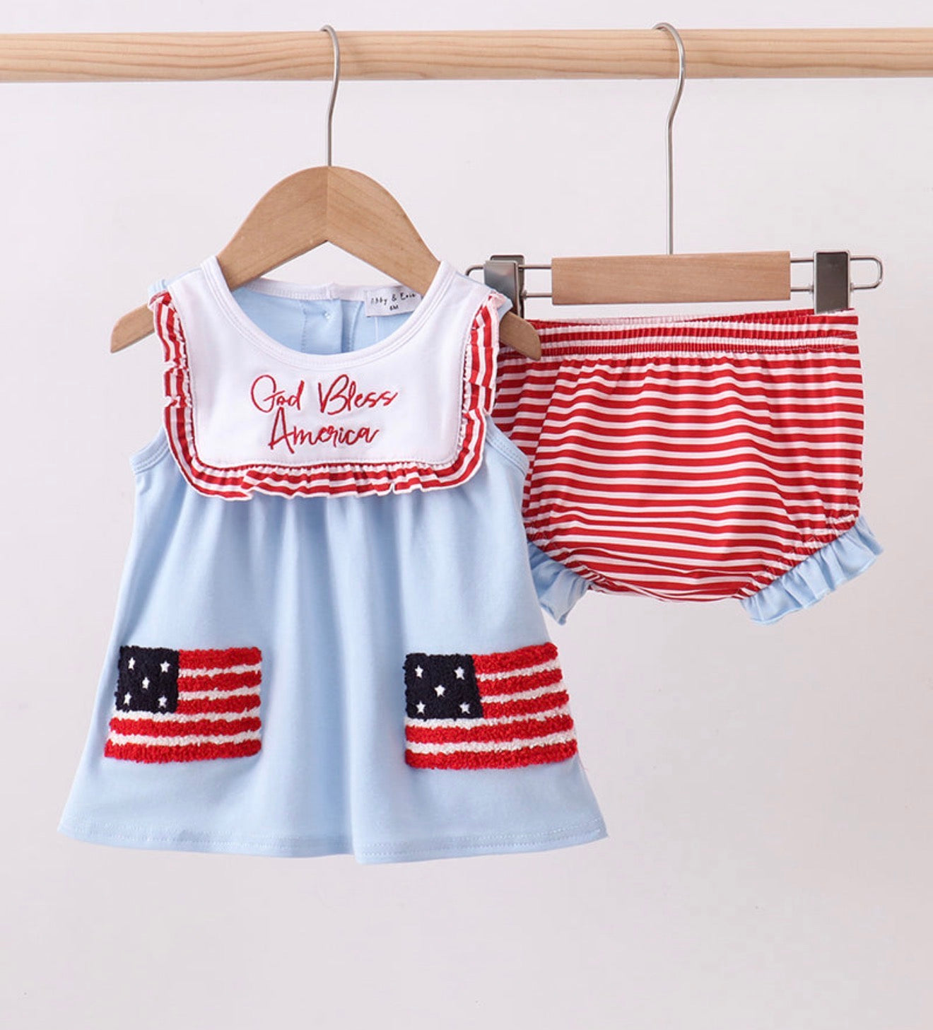 Girl God Bless America Diaper Set