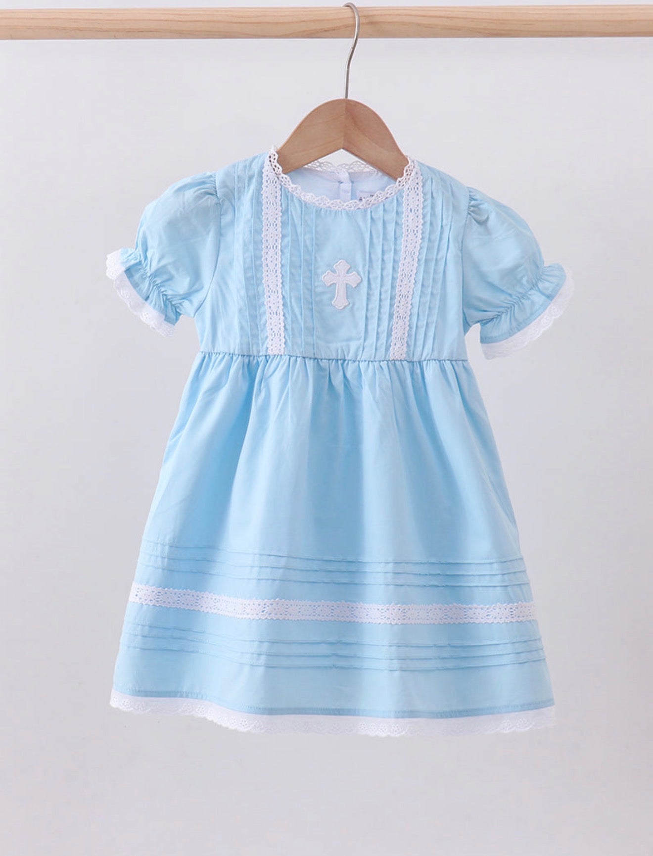 Girl Blue Embroidery Cross Dress