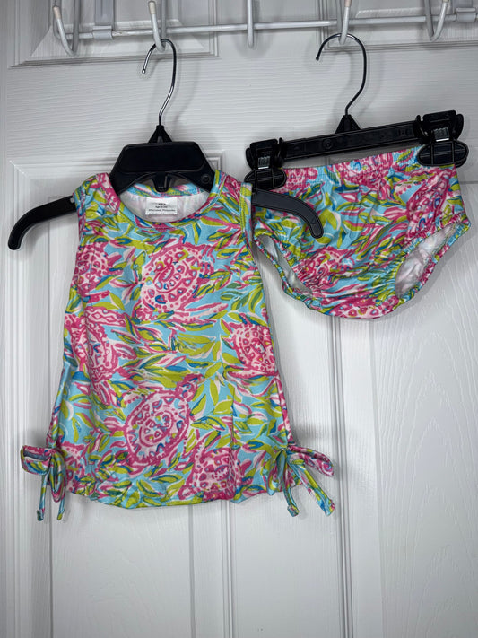 Girl Pink Turtle Diaper Set