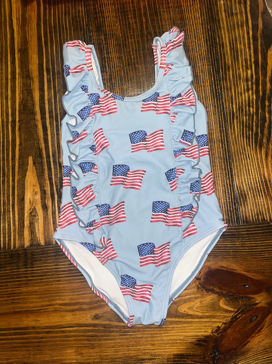Girl American Flag Bathing Suit