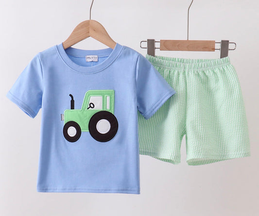 Boy Green Tractor Set